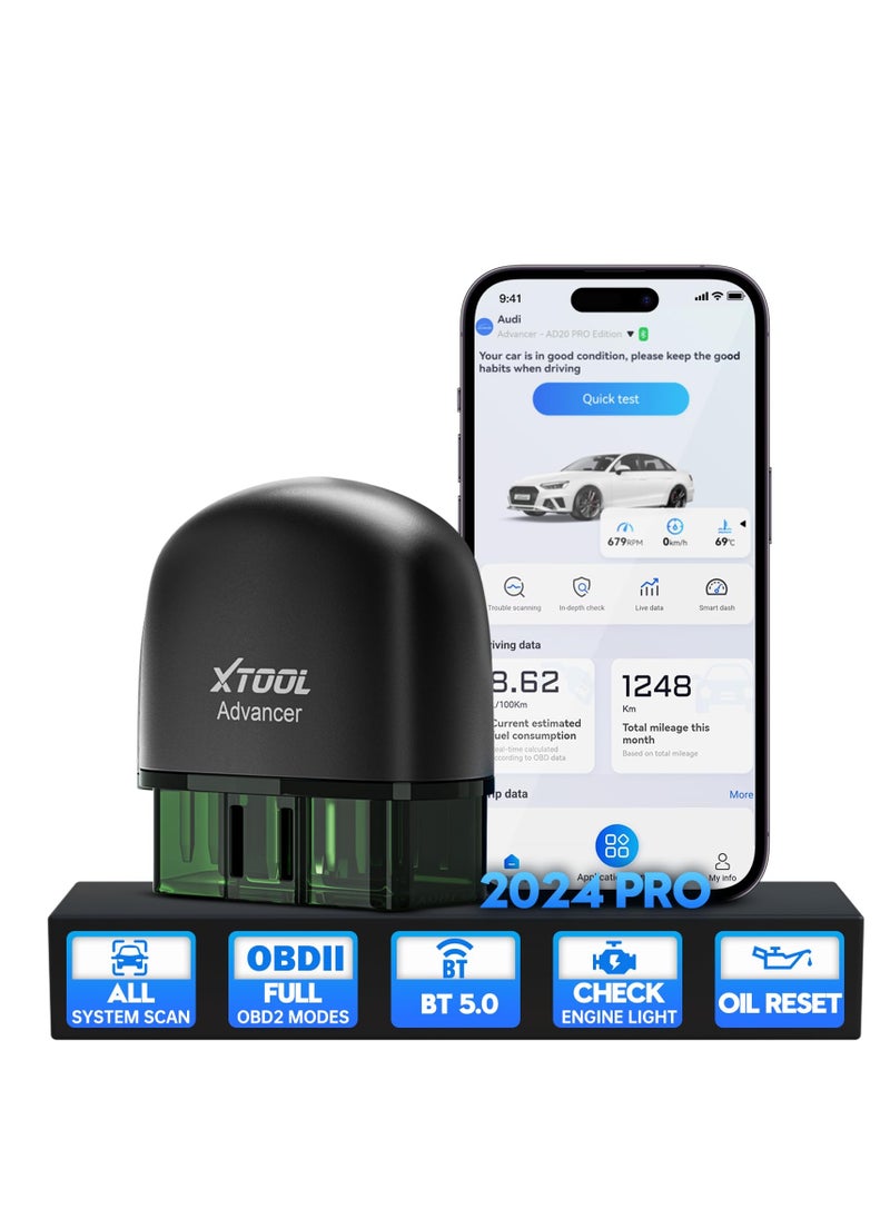 أداة اكس  - ماسح ضوئي XTOOL AD20 Pro OBD2 للآيفون والأندرويد: 2024 أحدث أداة فحص تشخيصية لاسلكية OBD2 لجميع السيارات مع تشخيص كامل للنظام - Image 1