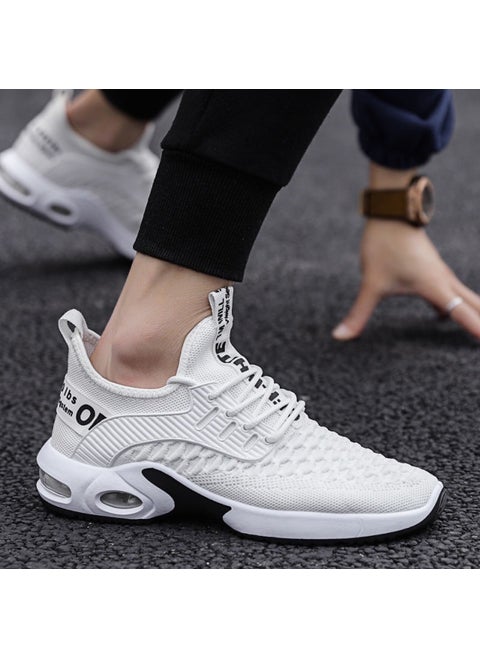 2022 Spring Autumn Men’s Breathable White Mesh Sneakers 8013 White