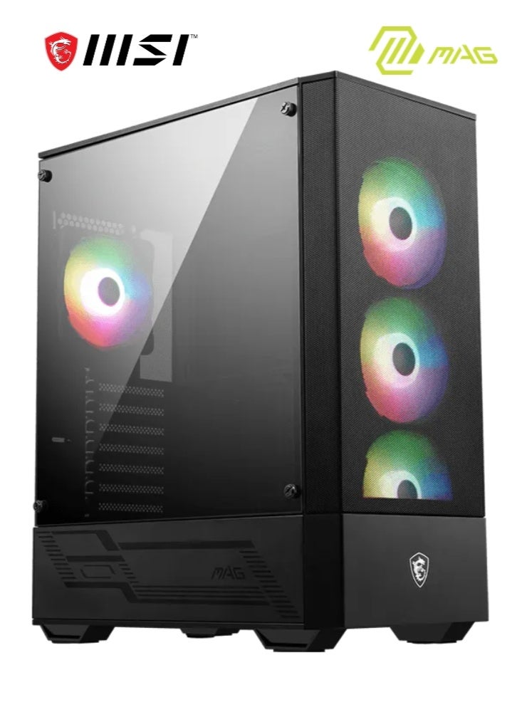 إم اس أي حالة الألعاب MAG Forge 112R، دعم ARGB، لوحة جانبية من الزجاج المقسى، تدفق هواء محسن مع دعم يصل إلى 6 مراوح، فلتر غبار مغناطيسي، يدعم بطاقة رسومات 330 مم، تصميم بدون أدوات، متوافق مع Mystic Light | 306-7G16X26-HH9 أسود - Image 1