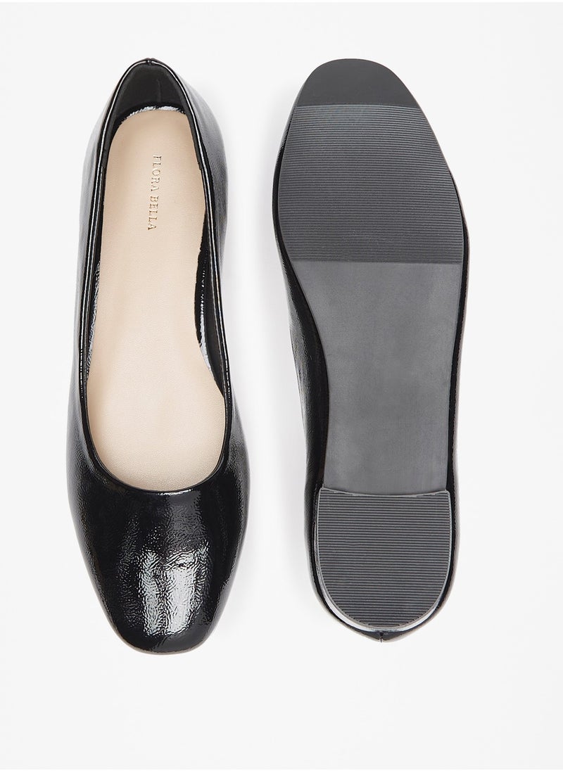 Flora Bella By Shoexpress - Women Textured Slip-On Ballerina Shoes with Block Heels - Image 1