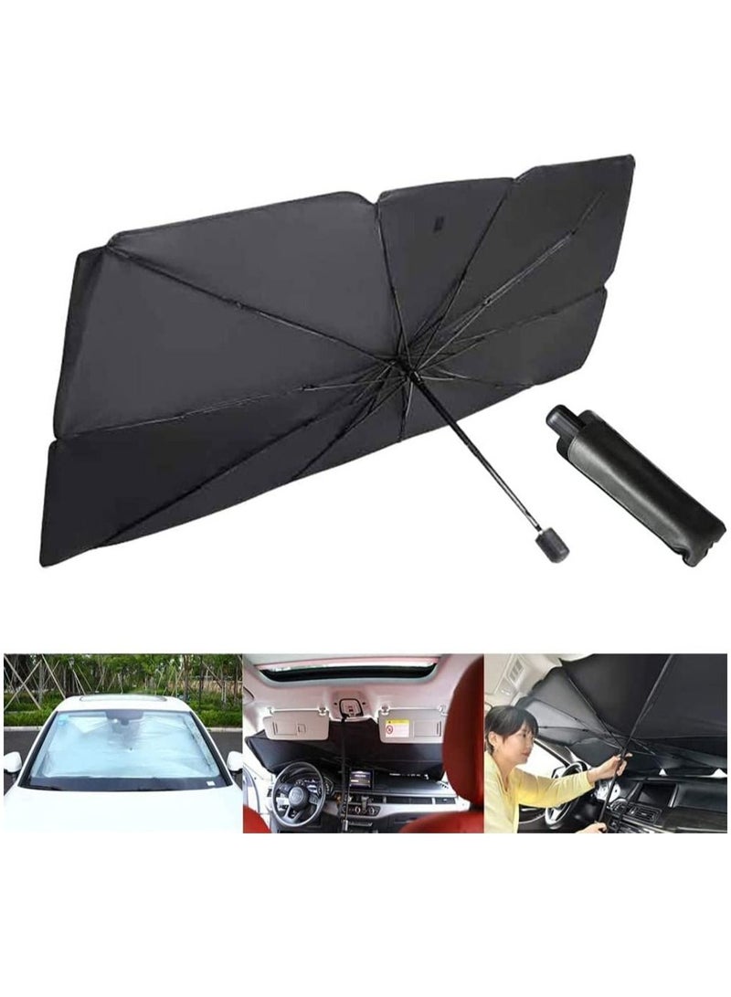 Car Umbrella Sun Shade Cover, Foldable Sun Shades Car for Windshield Parasol to Keep Your Vehicle Cool and Damage Free, Block Heat UV Rays Sun Visor Protector, Easy to Use (M (49.2*25.6 inches)) - Image 1