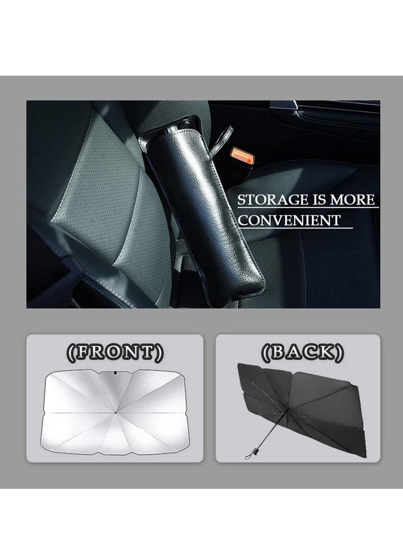 Car Umbrella Sun Shade Cover, Foldable Sun Shades Car for Windshield Parasol to Keep Your Vehicle Cool and Damage Free, Block Heat UV Rays Sun Visor Protector, Easy to Use (M (49.2*25.6 inches)) - Image 3