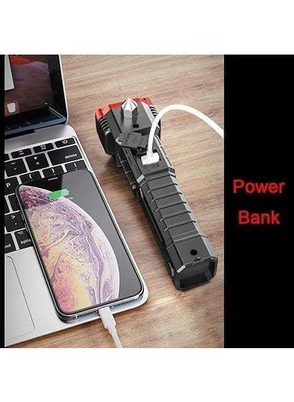 Soulcrown Soulcrown 1 pc Torch LightLED 3W Torch Light Rechargeable Torch FlashlightLong Distance Beam Range Car Rescue Torch with Hammer Window Glass and Seat Belt Cutter Built Portable Rechargeable  - Image 4
