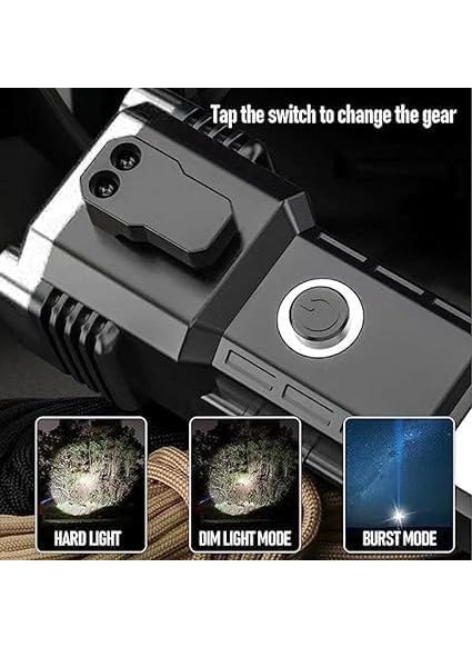 Soulcrown Soulcrown 1 pc Torch LightLED 3W Torch Light Rechargeable Torch FlashlightLong Distance Beam Range Car Rescue Torch with Hammer Window Glass and Seat Belt Cutter Built Portable Rechargeable  - Image 2