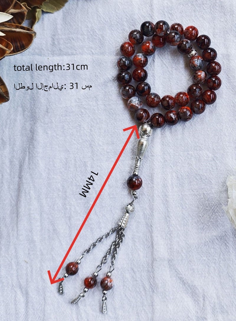 33 سبحة صلاة من اليشم الطبيعي تسبيح/ 10 مم  - Image 3
