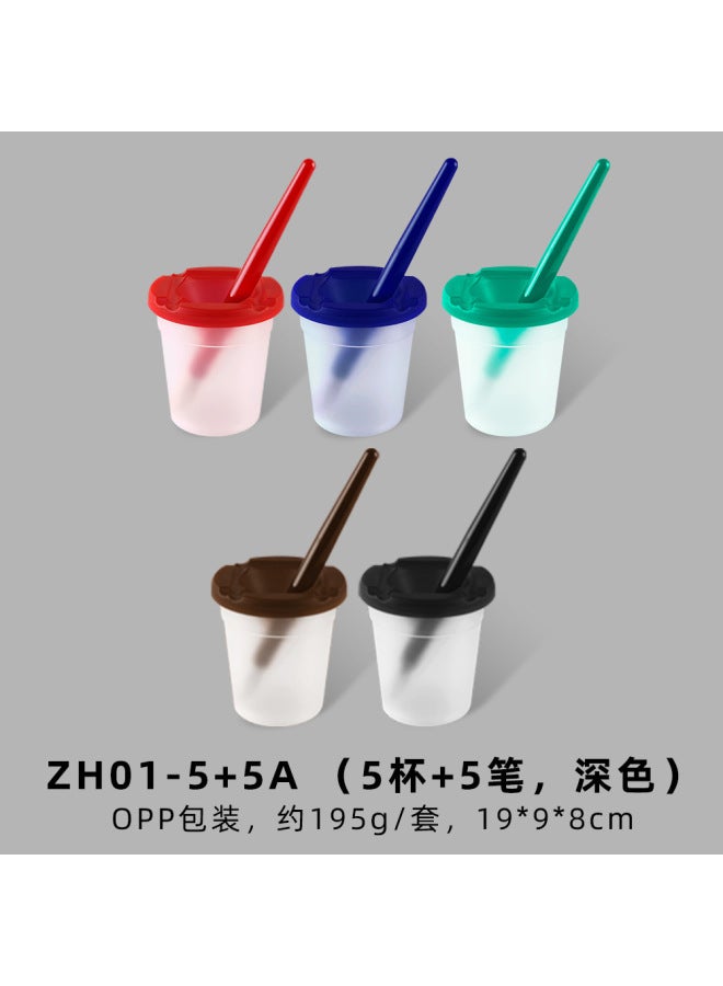 Xinbowen Children's Painting Plastic 10-color Pen Washing Cup 10-color Bristle Graffiti Painting Brush Suit - Image 1