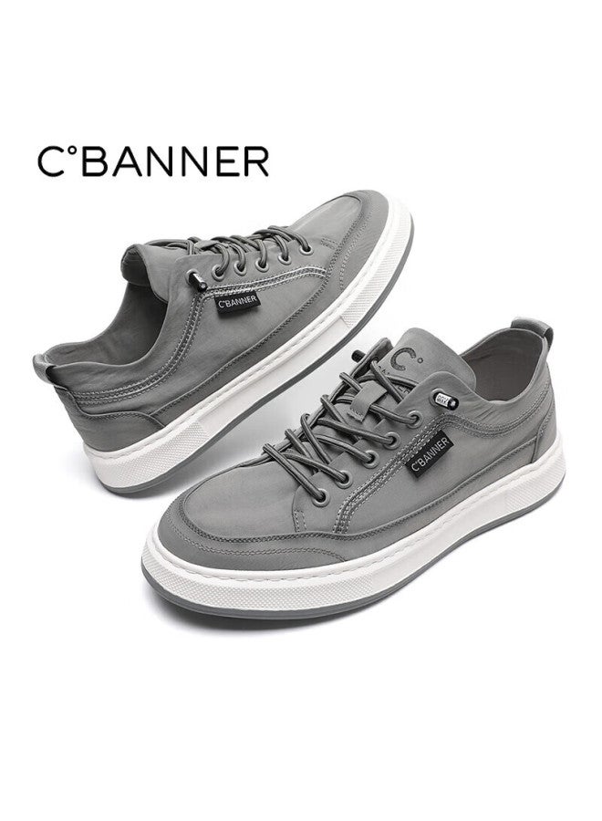 C.banner Casual Shoes, Summer Comfortable Men's Shoes, Thin Breathable Slip-on Canvas Shoes, Light Gray, Size 42 - Image 3
