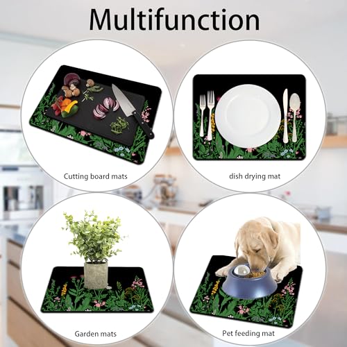 Mokiwala Dish Drying Mat for Multiple Usage. Super Absorbent, Easy clean, Quick dry, Cocina Accesorios for Kitchen Counter or Faucet Sink, Coffee bar, Refrigerator or Air fryer liners, 1 Pack Flower - Image 4
