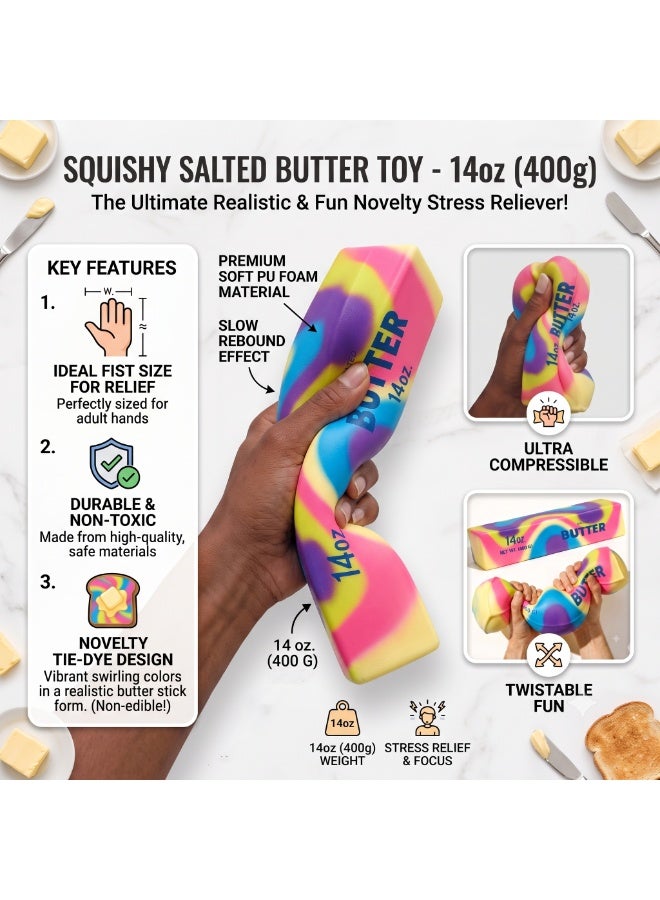 REZZOSS Realistic Stick of Butter Squishy Toy – 14oz (400g) Slow-Rise Salted Butter Stress Reliever | Soft TPR Squeeze Sensory Fidget Toy for Kids & Adults | Funny Prank Gag Gift & Decompression Office Desk Accessory | Perfect Birthday & Eid Gift - Image 2