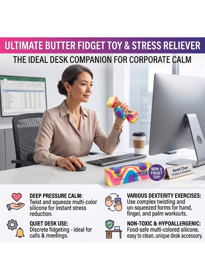 REZZOSS Realistic Stick of Butter Squishy Toy – 14oz (400g) Slow-Rise Salted Butter Stress Reliever | Soft TPR Squeeze Sensory Fidget Toy for Kids & Adults | Funny Prank Gag Gift & Decompression Office Desk Accessory | Perfect Birthday & Eid Gift - Image 4