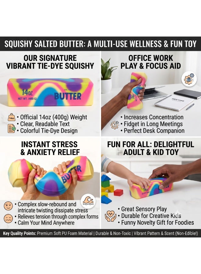 REZZOSS Realistic Stick of Butter Squishy Toy – 14oz (400g) Slow-Rise Salted Butter Stress Reliever | Soft TPR Squeeze Sensory Fidget Toy for Kids & Adults | Funny Prank Gag Gift & Decompression Office Desk Accessory | Perfect Birthday & Eid Gift - Image 3