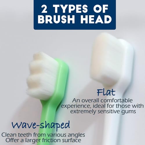 MoonyMars Dog Toothbrush Kit 4 Pack, Ultra Soft Dog Tooth Brush for Medium to Large Dogs & Cats, Pet Tooth Brushing Kit for Easy Dental Cleaning, Soft Bristles, 2 Green Wave Head & 2 White Flat Head - Image 5