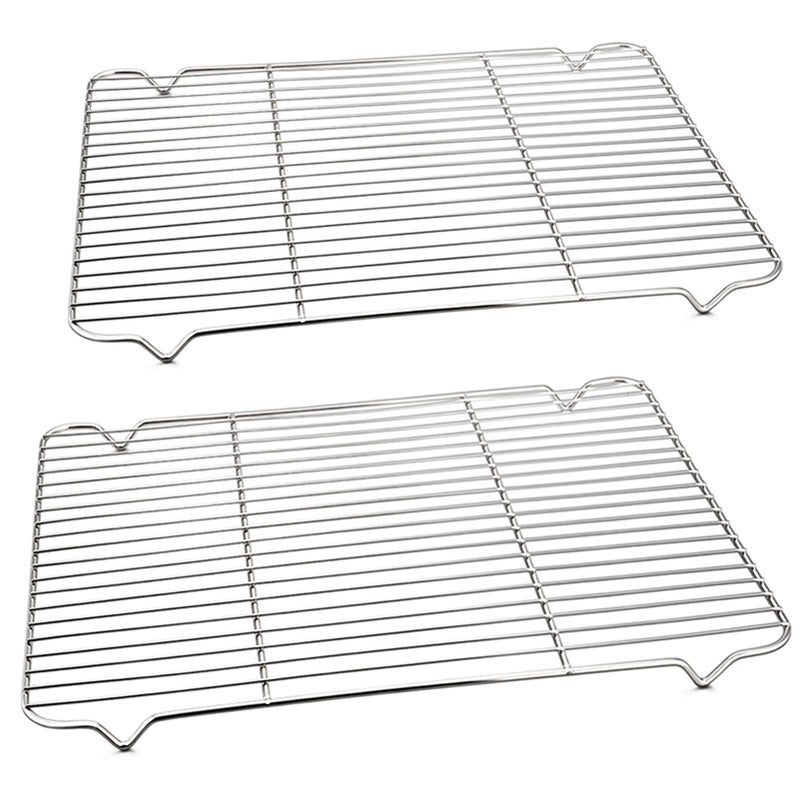 Homikit Large Cooling Rack Set of 2 Stainless Steel Wire Grill Rack for Oven Roasting Baking Cooking Grilling Fit Large Baking Tray Heavy Duty  Dishwasher Safe  422x291x2cm
