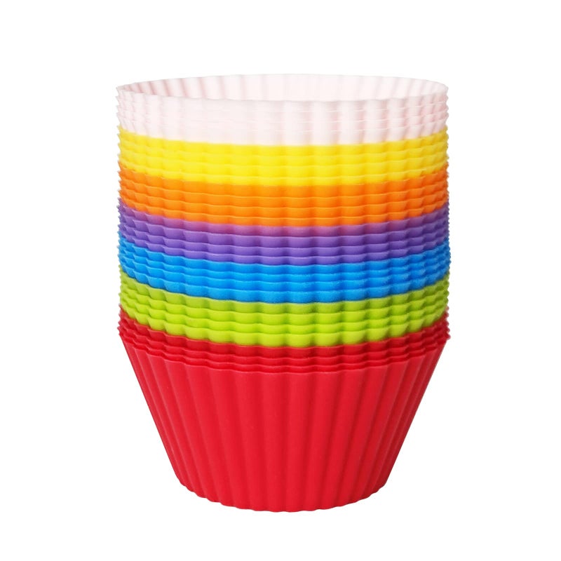 28 Pack Silicone Baking Cups 7 Colors 264 inches Muffin Cups Reusable Cupcake Mold NonStick Cake Lining