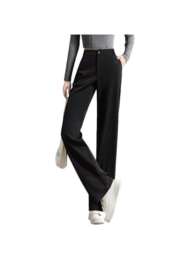 First Application Chushen Women'S High-Waisted Dress Pants, Draping Slimming Wide-Leg Trousers, Black Casual Long Pants, S137K5866 - Image 2