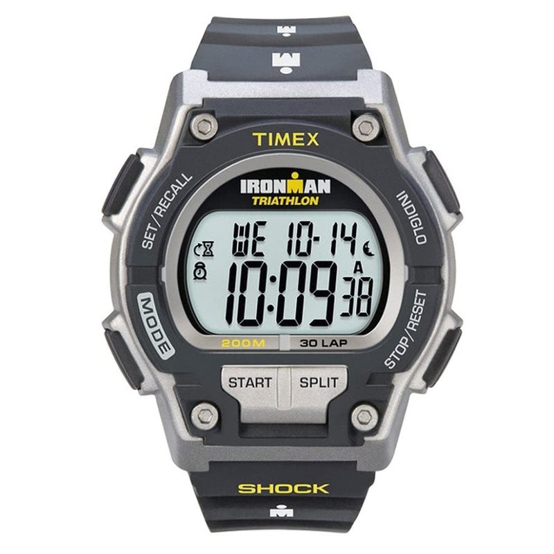 TIMEX ساعة تيمكس للرجال T5K195 آيرون مان إندور 30 شوق بحزام ريسين أسود/أصفر بحجم كامل - Image 1