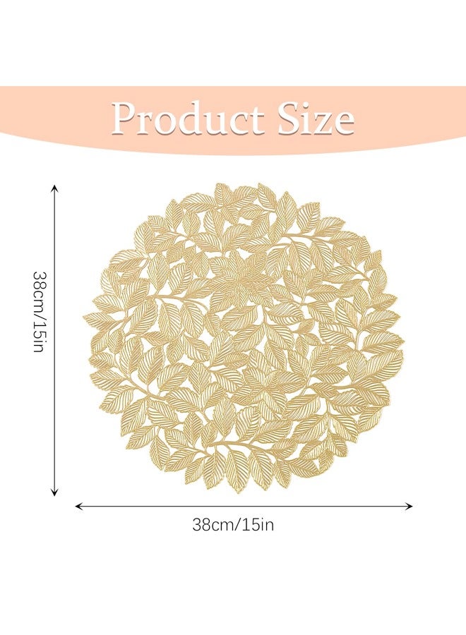 4 PCS الذهب ورقة Placemats جولة Placemats للطاولة مطبخ عشاء حفل الزفاف ﻿ - Image 2