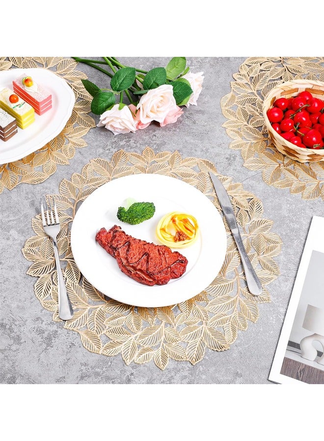4 PCS الذهب ورقة Placemats جولة Placemats للطاولة مطبخ عشاء حفل الزفاف ﻿ - Image 3