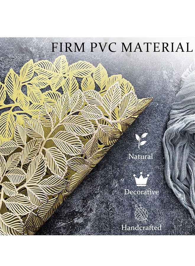 4 PCS الذهب ورقة Placemats جولة Placemats للطاولة مطبخ عشاء حفل الزفاف ﻿ - Image 4