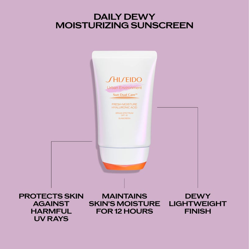 Shiseido Urban Environment Fresh-Moisture Sunscreen SPF 42 - 50 mL - Protects Against UVA/UVB Rays & Pollution - 12-Hour Hydration - Water Resistant for 40 Minutes - Non-Comedogenic - Image 4