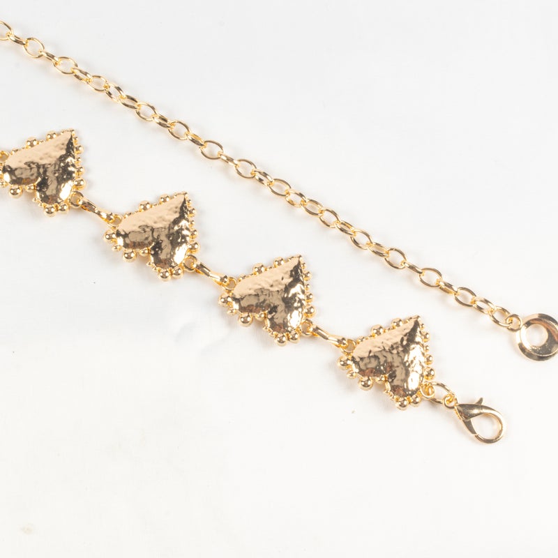 حزام وسط معدن حريمي ذهبي شكل قلب - Image 2