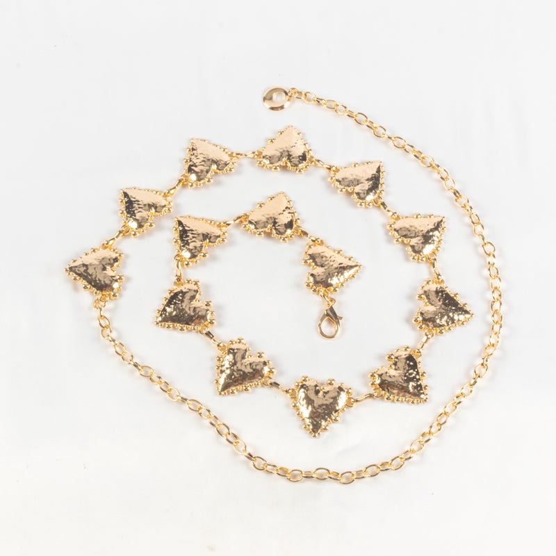 حزام وسط معدن حريمي ذهبي شكل قلب - Image 1