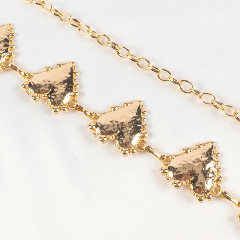 حزام وسط معدن حريمي ذهبي شكل قلب - Image 3