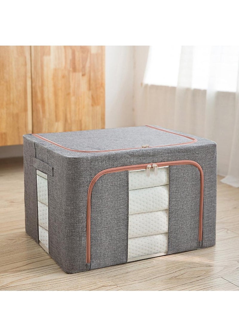 Alissa 100L Large Foldable Clothes Storage Bags, Robust Steel Framed Organizer Box Container/Basket For the Bedroom, Cabinet, Wardrobe, Closet With Lids, and Handle Pack of 2 （60*42*40cm)  - Image 5