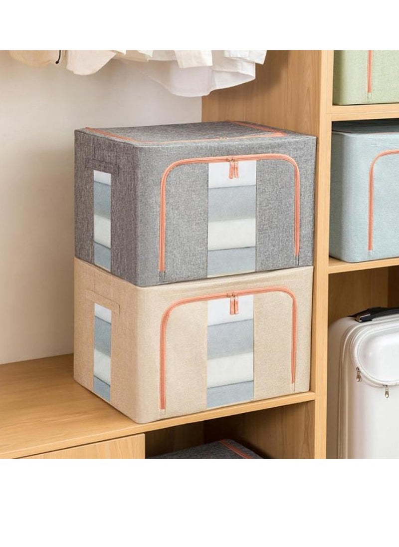 Alissa 100L Large Foldable Clothes Storage Bags, Robust Steel Framed Organizer Box Container/Basket For the Bedroom, Cabinet, Wardrobe, Closet With Lids, and Handle Pack of 2 （60*42*40cm)  - Image 4