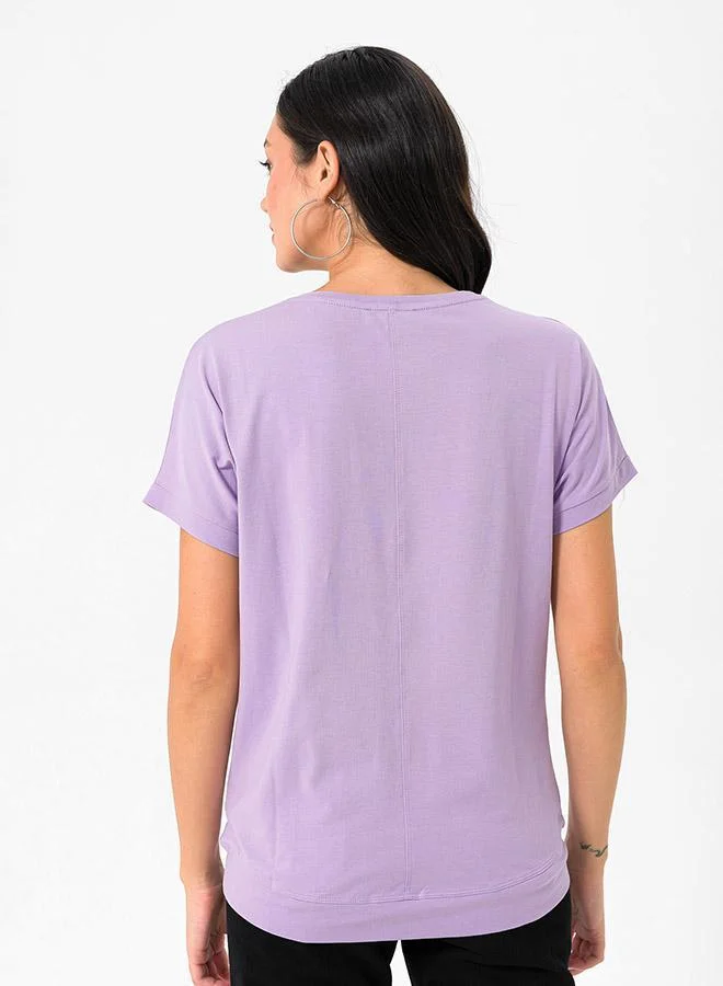 FELIX HARDY Purple Crew Neck Basic Tshirt for Women | Best Price UAE
