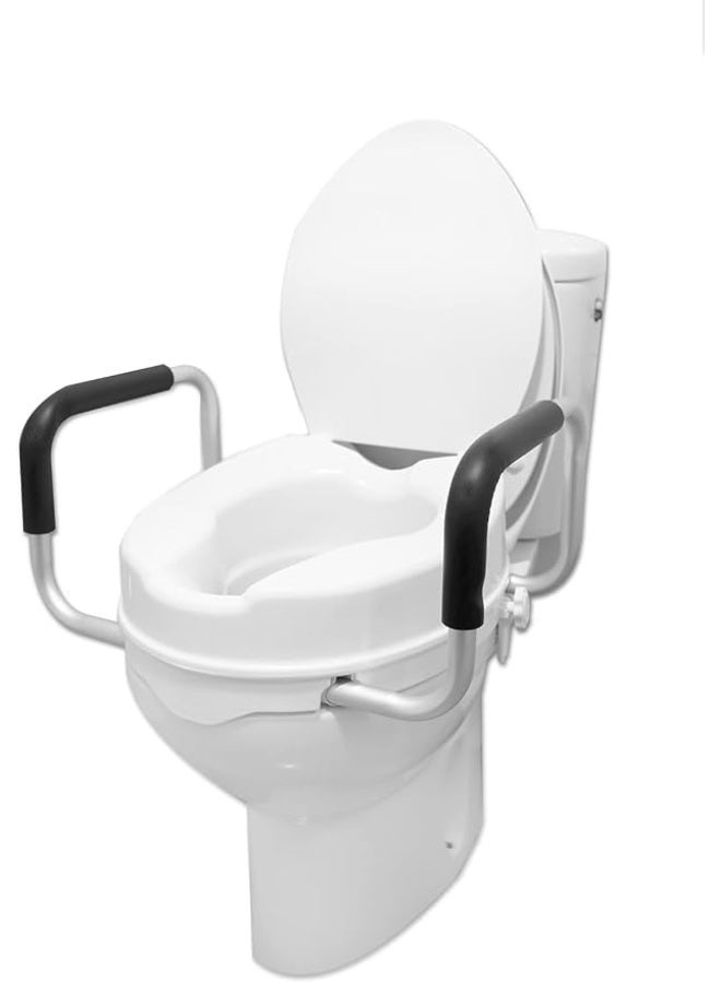 High toilet seat with side handles and non-slip base - universal toilet accessory - Image 2