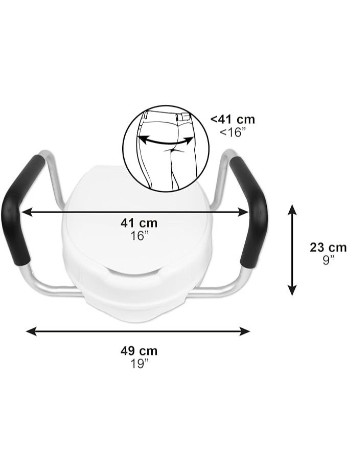 High toilet seat with side handles and non-slip base - universal toilet accessory - Image 4