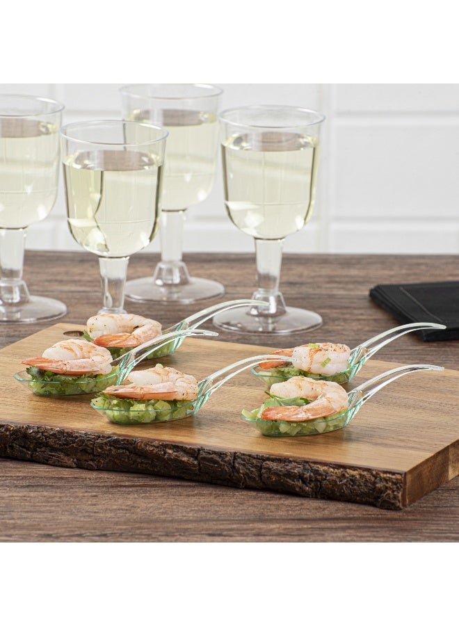 Restaurantware 5 Inch Appetizer Spoons, 100 Wave Hors D'oeuvre Spoons - Disposable, Serve Samples, Starters, Snacks, Or Desserts, Seagreen Plastic Amuse-Bouche Spoons, For Weddings Or Catering - Image 3