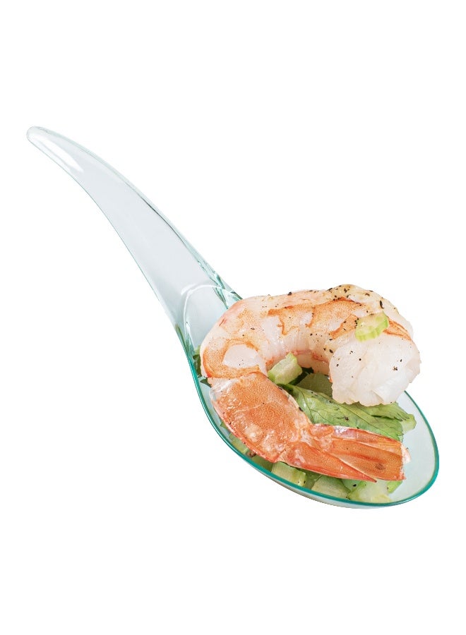 Restaurantware 5 Inch Appetizer Spoons, 100 Wave Hors D'oeuvre Spoons - Disposable, Serve Samples, Starters, Snacks, Or Desserts, Seagreen Plastic Amuse-Bouche Spoons, For Weddings Or Catering - Image 1