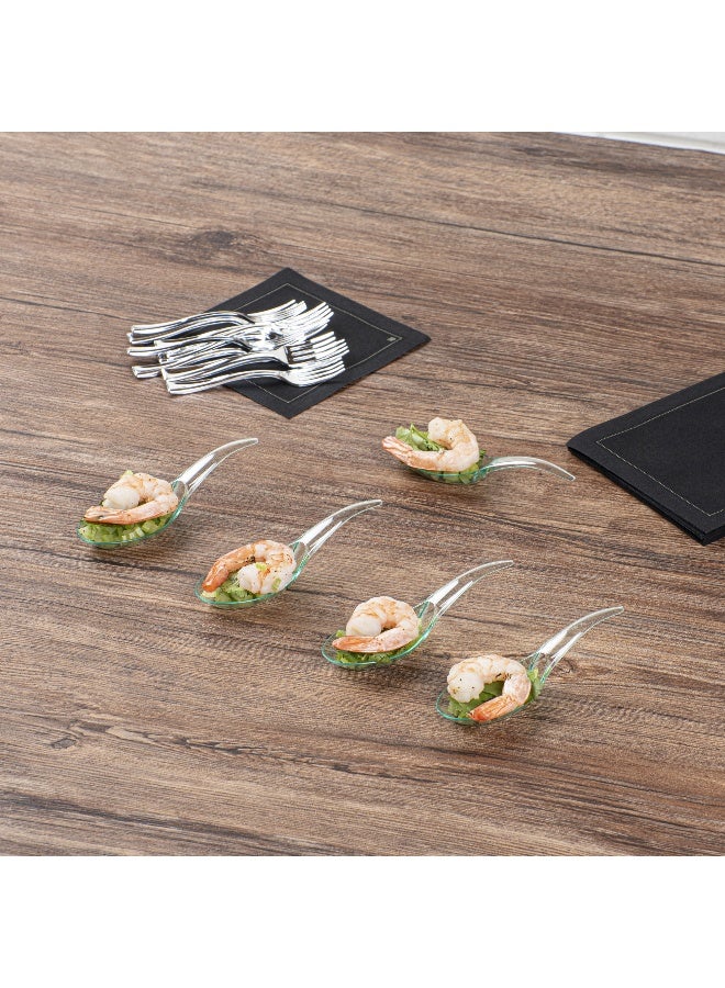 Restaurantware 5 Inch Appetizer Spoons, 100 Wave Hors D'oeuvre Spoons - Disposable, Serve Samples, Starters, Snacks, Or Desserts, Seagreen Plastic Amuse-Bouche Spoons, For Weddings Or Catering - Image 4