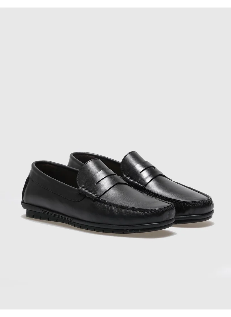 كاباني Genuine Leather Black Belted Men's Casual Shoes