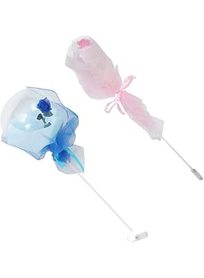 LED Rose Balloon Bouquet Pink Blue 2pcs Wedding Anniversary Party Decoration - Image 1