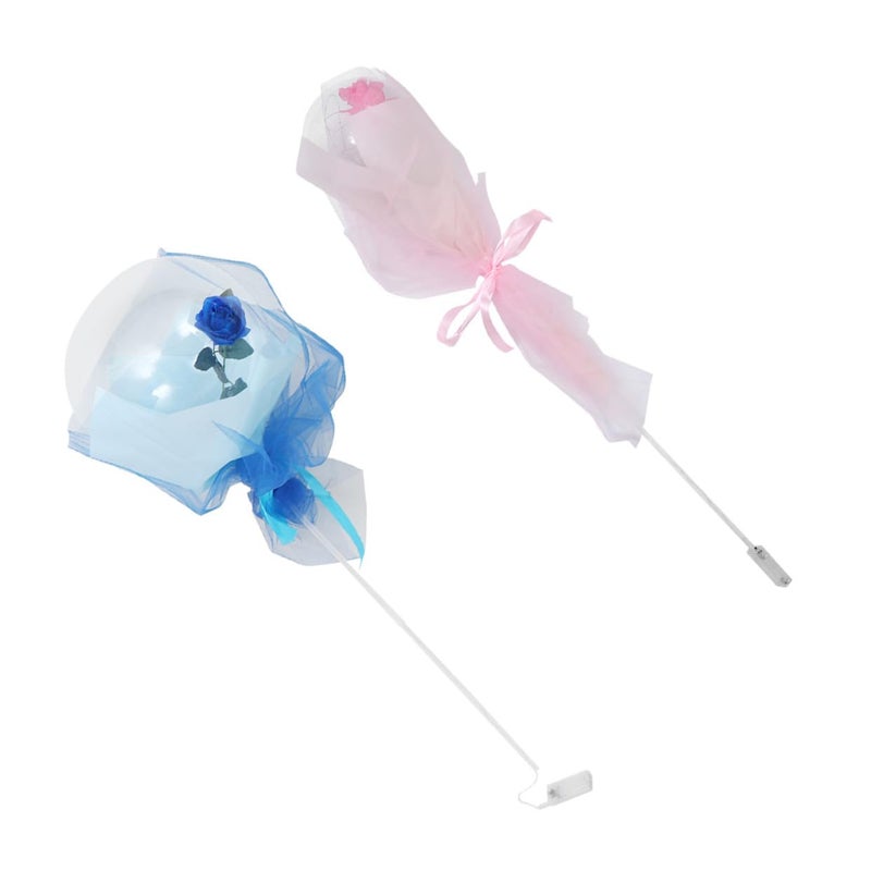 LED Rose Balloon Bouquet Pink Blue 2pcs Wedding Anniversary Party Decoration - Image 2