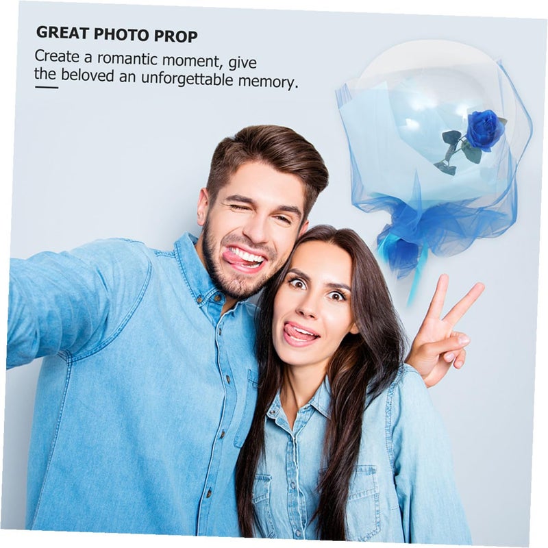 LED Rose Balloon Bouquet Pink Blue 2pcs Wedding Anniversary Party Decoration - Image 5