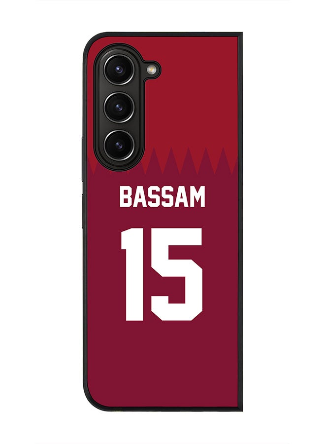Stylizedd Rugged Black edge case for Samsung Galaxy Z Fold5, Slim fit Soft Case Flexible Rubber Edges Anti Drop TPU Gel Thin Cover -  Football Team - Qatar, Player Name - Bassam - Image 1