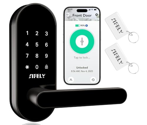 Sifely Keyless Entry Keypad Smart Door Lock with Handle Knob Digital Deadbolt for Front Bedroom Office Interior Doors App Control for Airbnb Guests Kids Easy DIY Install No Fingerprint - Image 1