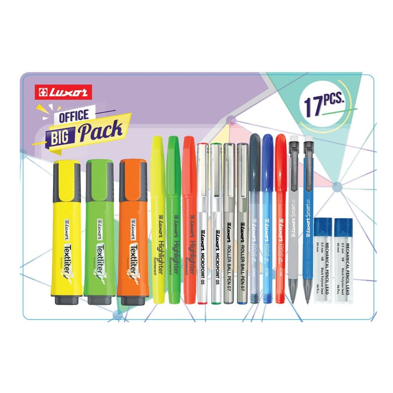 Luxor – Big Combo | Contains stationery set that includes a variety of writing and marking tools | Pack of 17 - Image 1