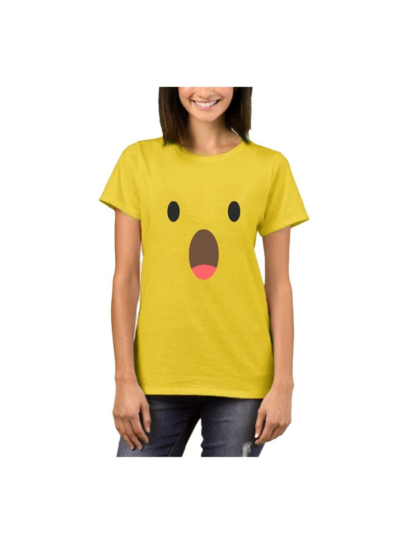PRINTSHOP4ME - Adult Yellow Smiley Face T-Shirt Unisex Round Neck Short Sleeve Cotton T-Shirt-Soft And Comfortable Tshirt - Image 1