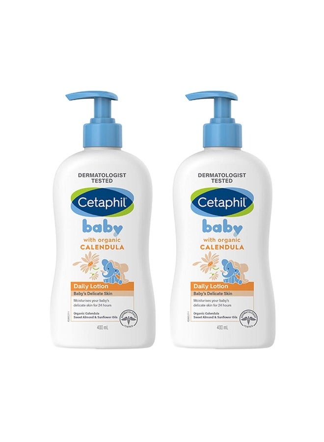 Cetaphil Baby Daily Lotion with Organic Calendula 400ml (Pack of 2) - Image 1