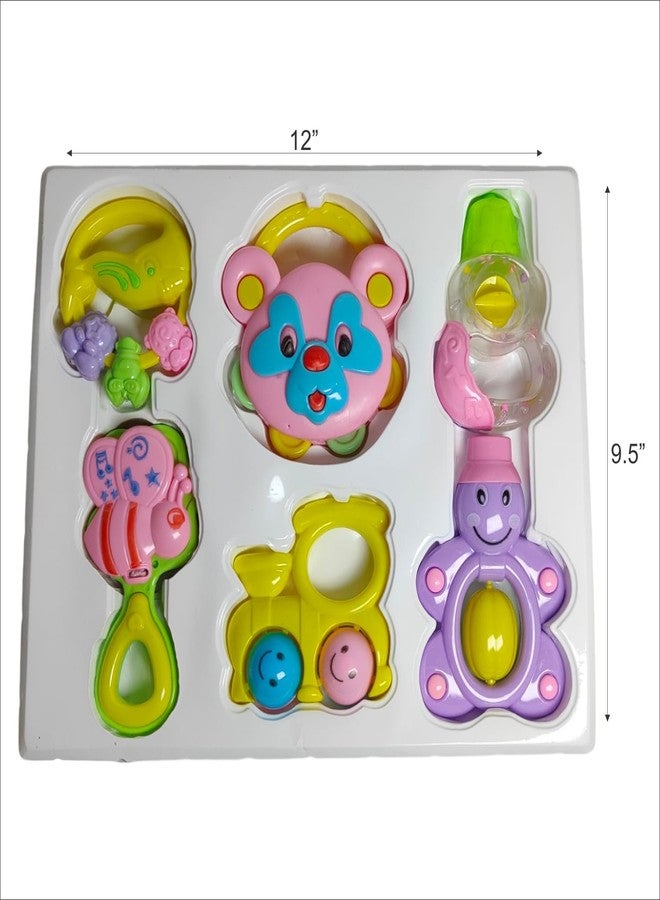 ABYZ Infant Rattles with Gentle Sounds, Colourful Baby Teething Toys 6 Pcs - Image 2