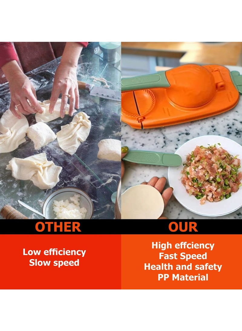 LIMITLESS Efficient Dumpling Maker Manual Dough Presser Dumpling Wrapper Mold Dough Pressing Tool Kitchen Pastry Jiaozi Baking tool (Green)  - Image 2