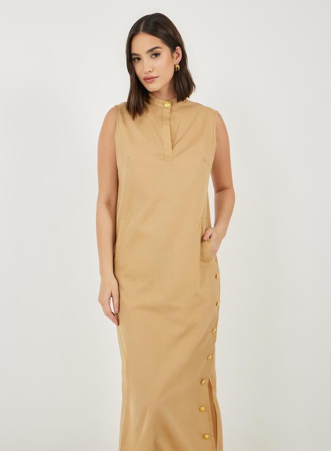 Styli Sleeveless Button Midi Dress  - Image 2