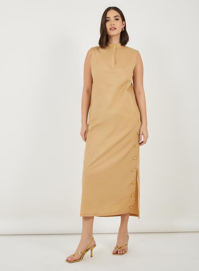 Styli Sleeveless Button Midi Dress  - Image 3
