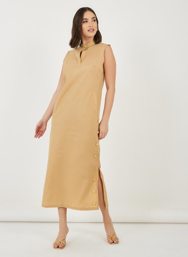 Styli Sleeveless Button Midi Dress  - Image 1