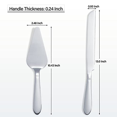 Eisinly Cake Cutting Set for Wedding, Elegant Cake Knife and Server Set with Thickened Stainless Steel Rounded Edges, Cake Cutter and Pie Spatula for Birthday Anniversary, 2 Pcs, Silver - Image 4